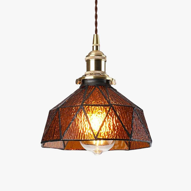 Suspension design à LED avec abat-jour en verre coloré rétro Loft