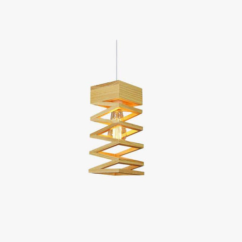 Suspension design LED en forme de ressort en bois