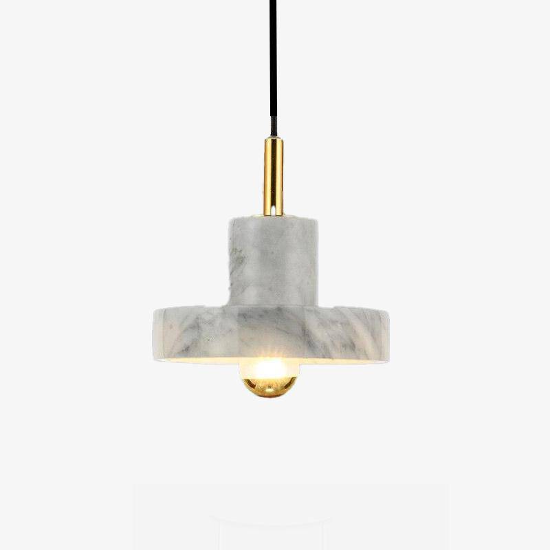 Suspension en marbre blanc à LED avec abat-jour design