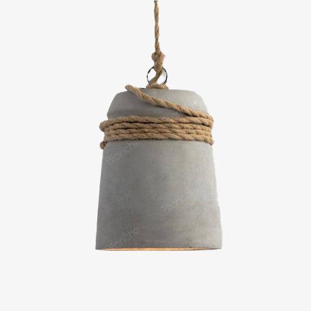 Suspension design à LED avec abat-jour en ciment et corde rustique