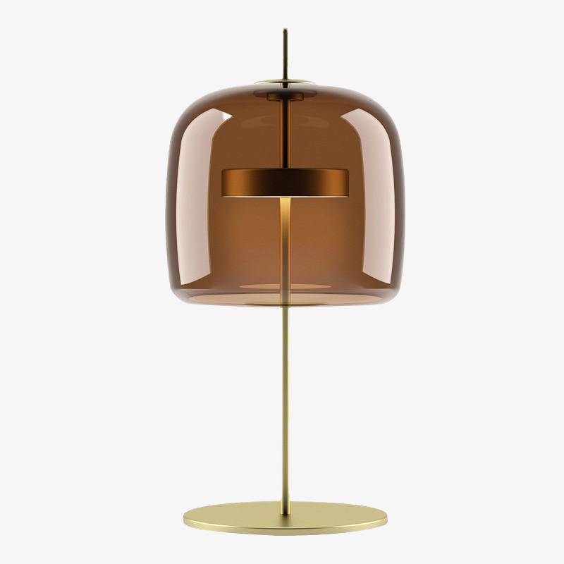 Lampe à poser design à LED en métal doré et abat-jour en verre rétro Light