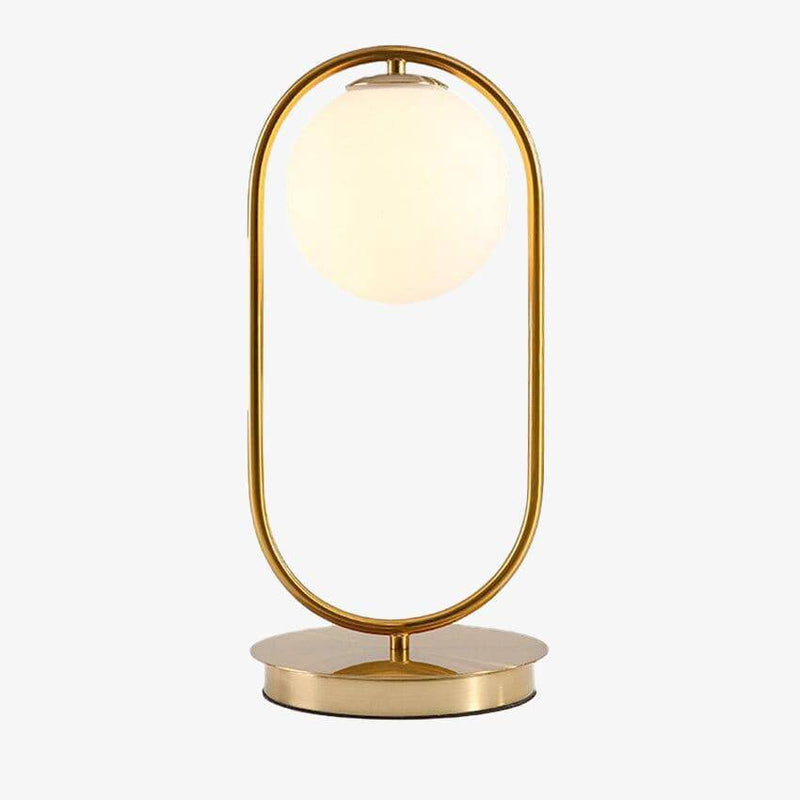 Lampe de chevet design en métal doré et boule en verre