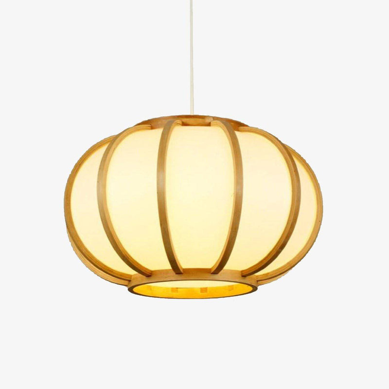Suspension design en bambou LED avec abat-jour arrondi style japonais