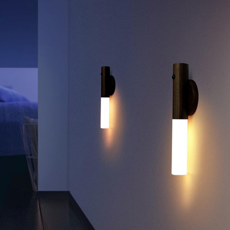 Applique murale moderne à LED en bois style minimaliste