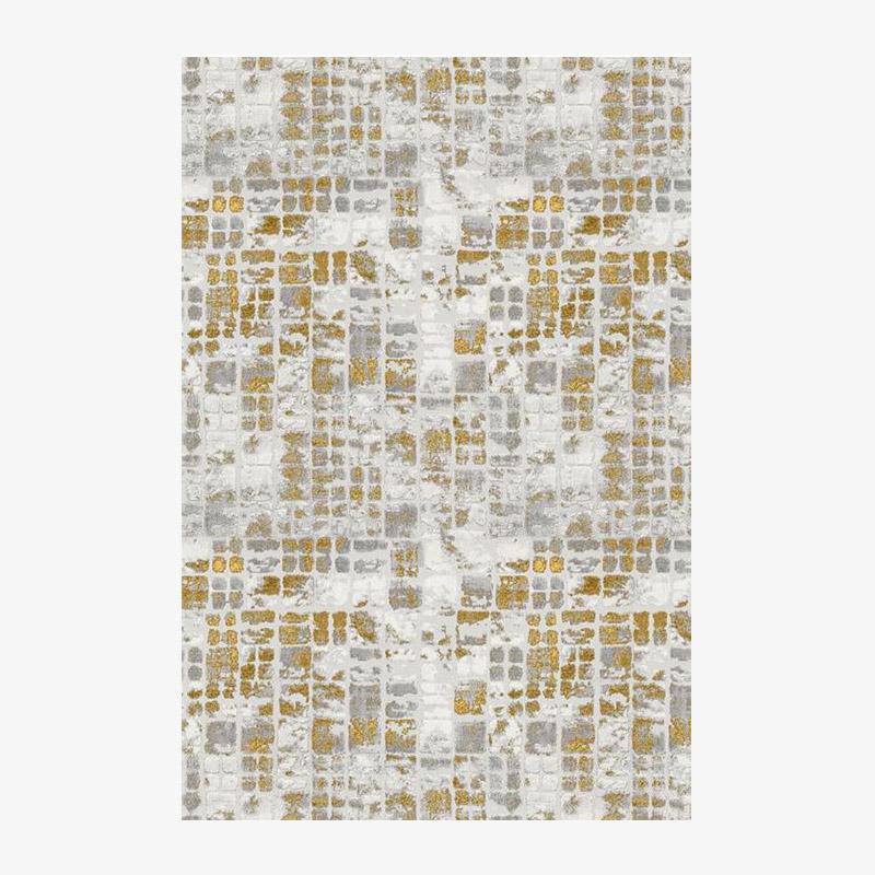 Tapis moderne rectangle aux motifs vintages jaunes