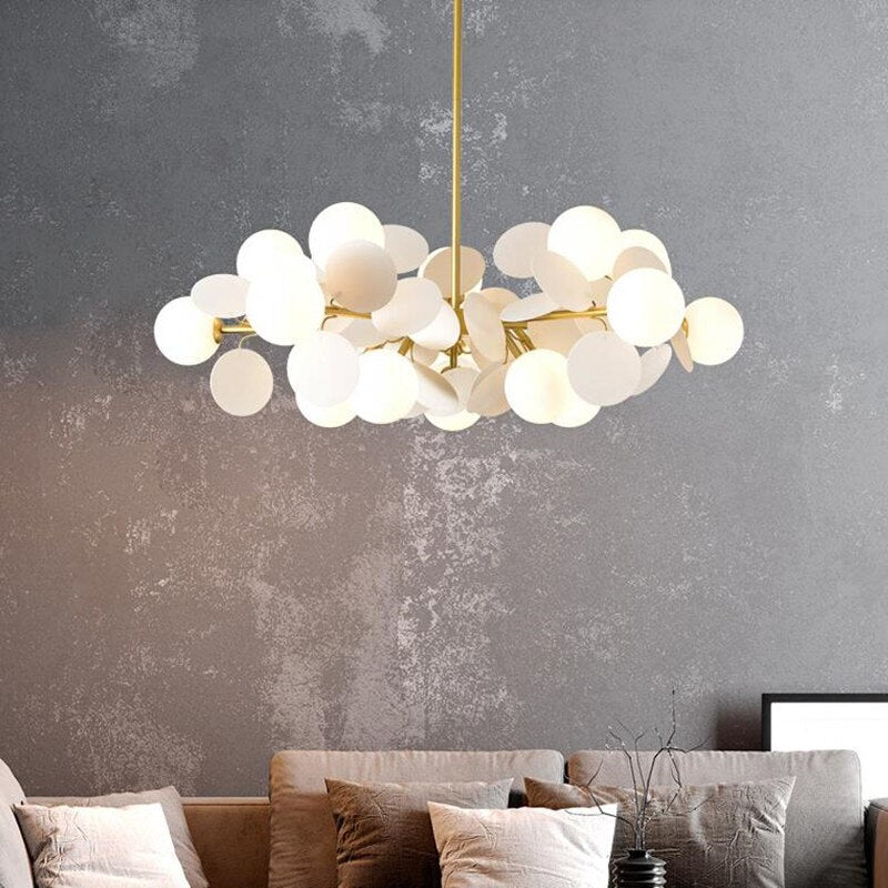 Lustre moderne en forme de nuage avec boules en verre Rivers