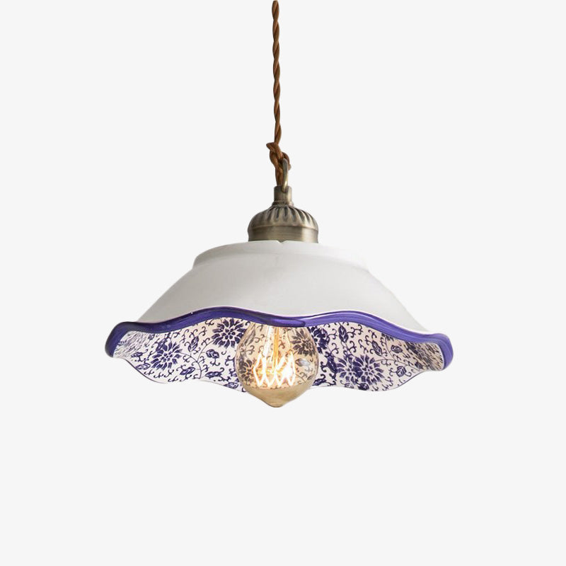 Suspension moderne LED abat-jour en céramique blanc Riya