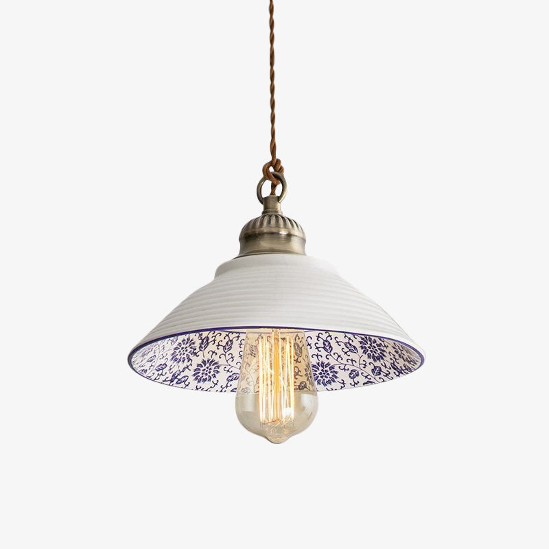 Suspension moderne LED abat-jour en céramique blanc Riya