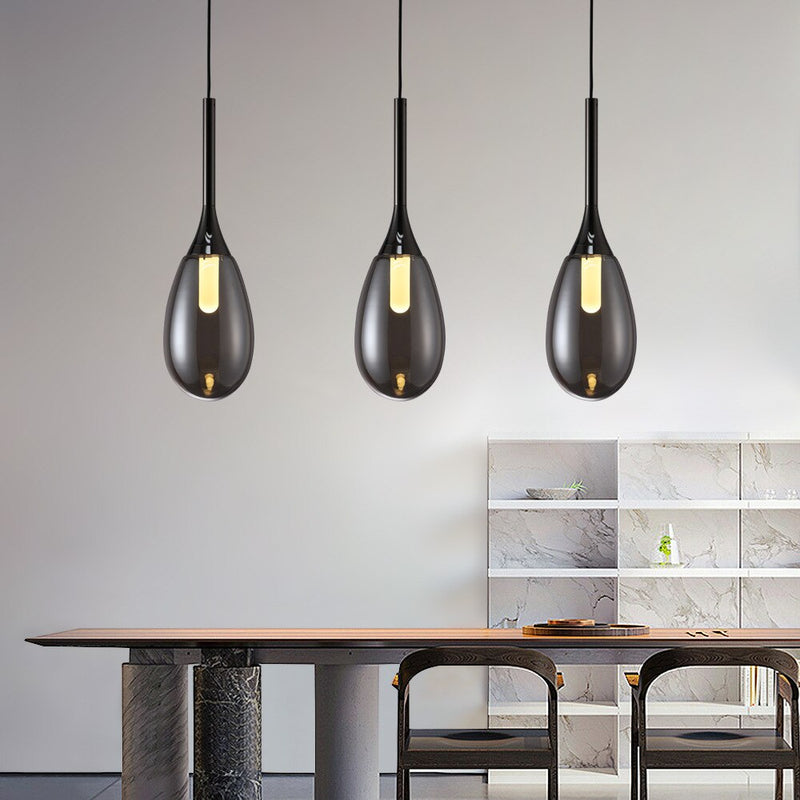 Suspension moderne LED en verre fumé Saeli