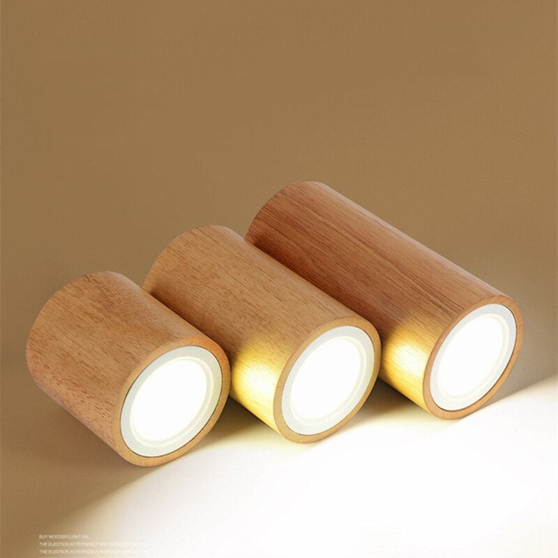 Spot scandinave LED circulaire en bois Rogely