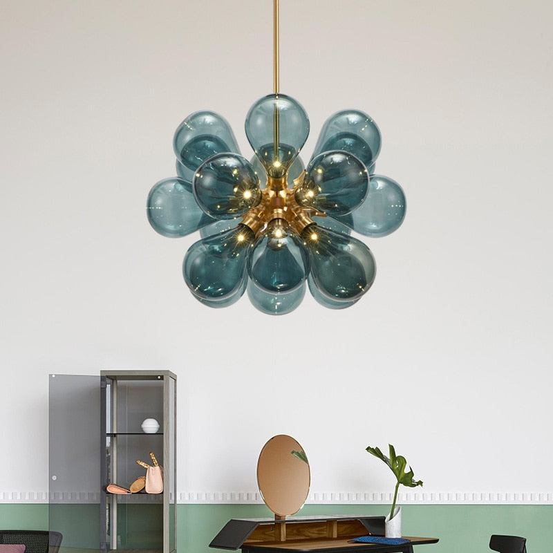 Lustre moderne avec multiple boule en verre Beans