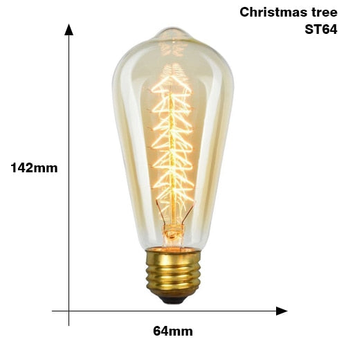 Ampoule conique tube à incandescence filament triangle vintage 40W Edison