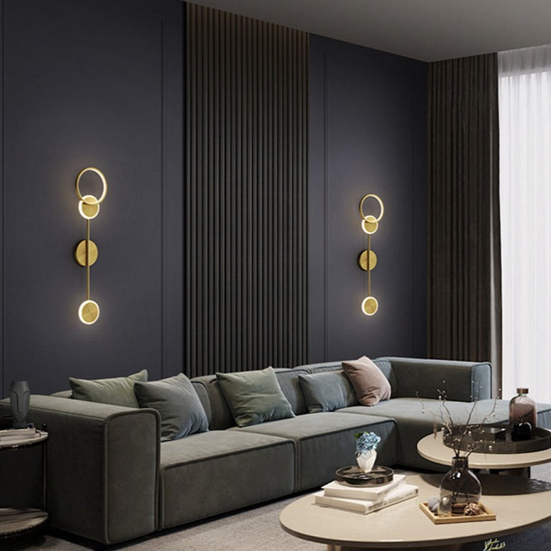 Applique murale moderne LED circulaire en métal doré Sicily