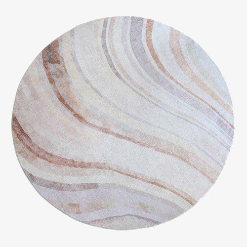 Tapis rond blanc et rose style abstrait Fluffy