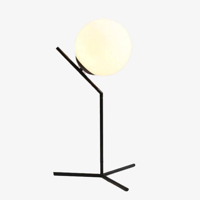 Lampe à poser design à bras dorés et boule en verre