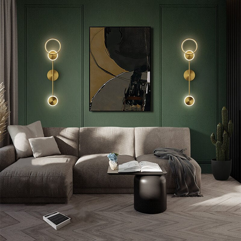 Applique murale moderne LED circulaire en métal doré Sicily