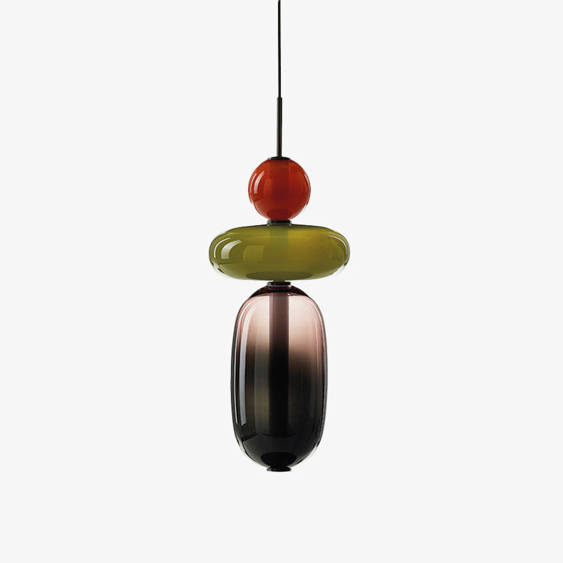 Suspension design en verre style pierres semi-précieuses Nemy