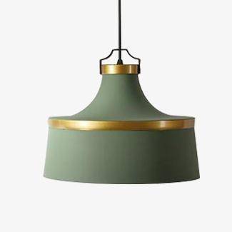 Suspension design industrielle colorée avec cercle doré Danish