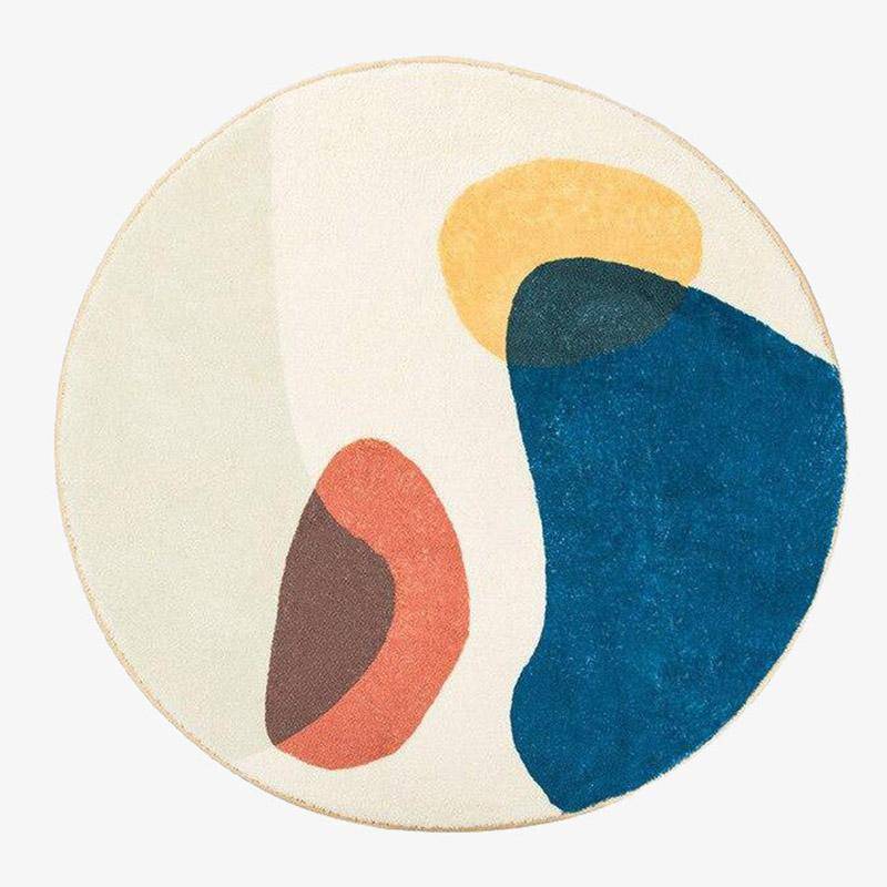 Tapis rond moderne coloré style Fluffy A