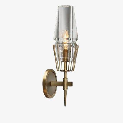 Applique murale design LED avec support en métal et abat-jour en verre