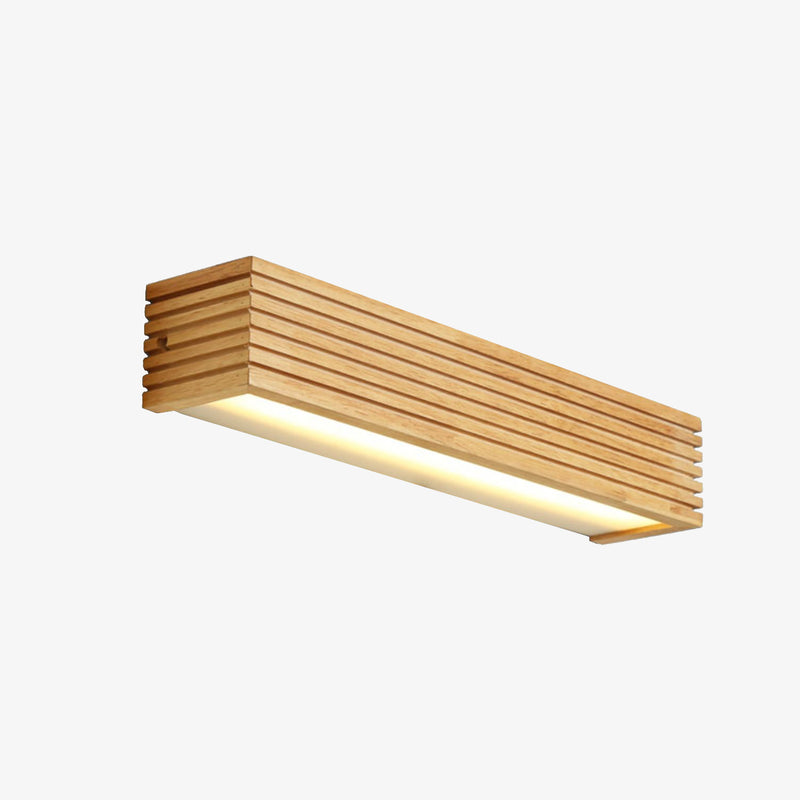 Applique murale LED rectangulaire en bois taillé Japan