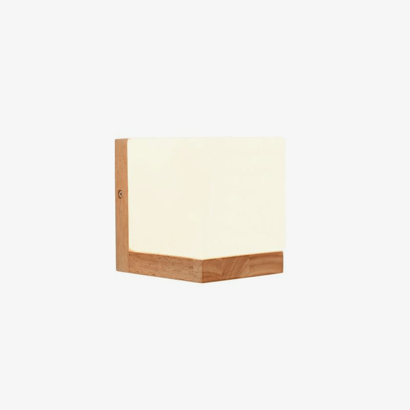 Applique murale moderne à LED en forme cubique en bois