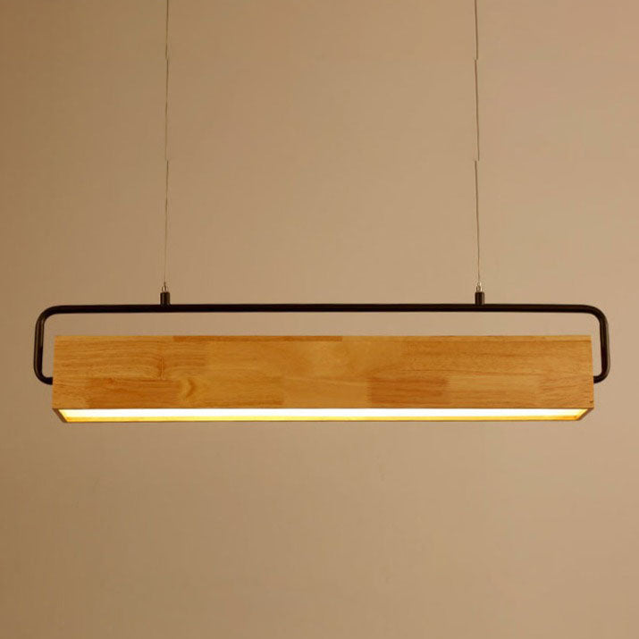 Suspension moderne LED rectangulaire en bois Wakin