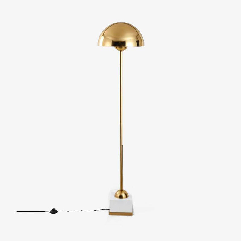 Lampadaire design à LED en métal doré avec abat-jour sphérique