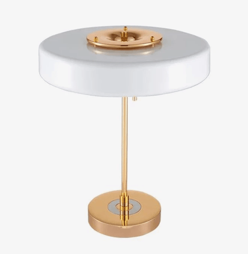 Lampe de chevet doré avec abat-jour en verre blanc Drawing