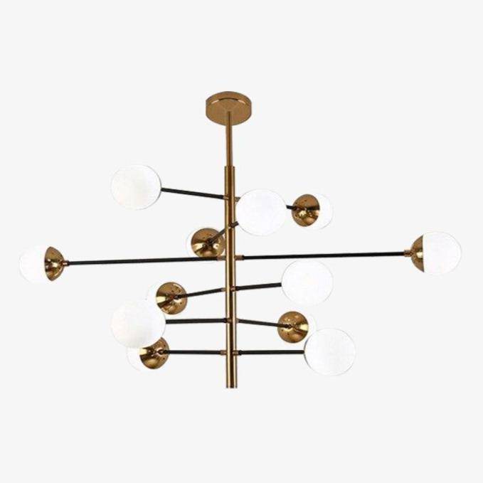 Lustre design à LED avec branches et boules en verre Designer