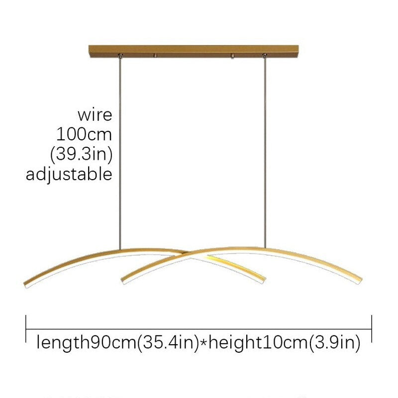 Lustre design LED en forme d'arc métallique Roxanna