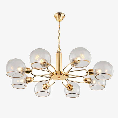 Lustre design moderne doré avec boules de verre Glass