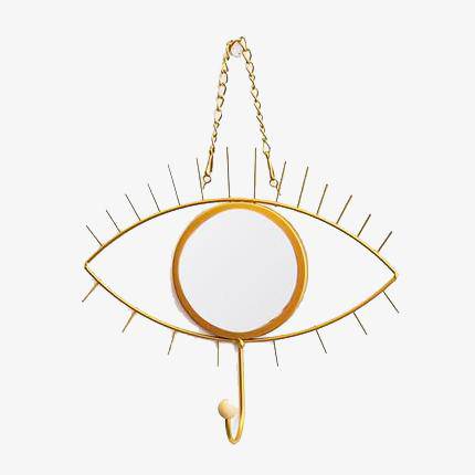 Miroir mural décoratif suspendu rond oeil jaune Nordic