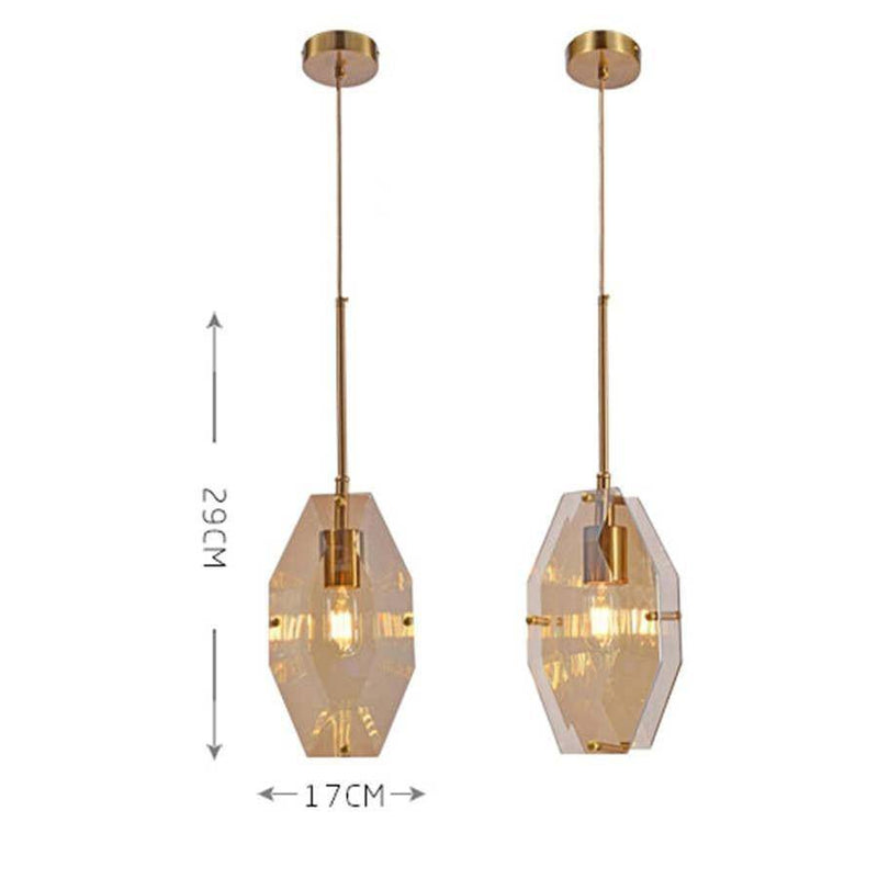 Suspension design LED aux formes géométriques en verre Luxury