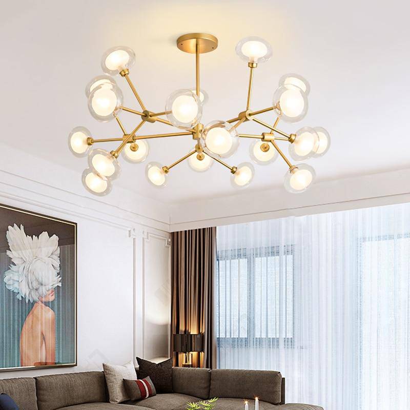 Lustre LED design branches et lampes en verre Lighting