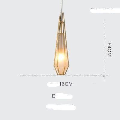 Suspension design à LED en verre et cage dorées