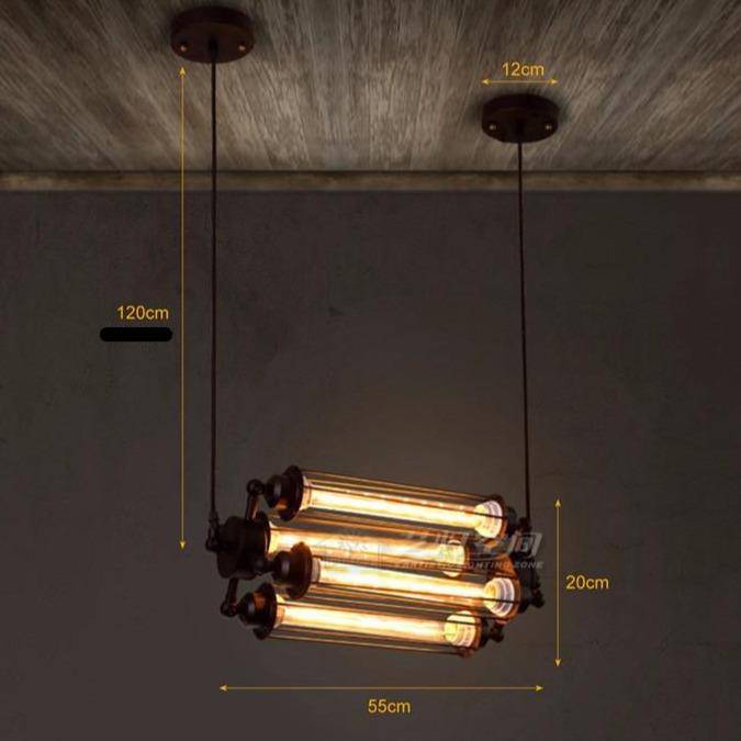 Suspension industrielle LED avec ampoule et abat-jour métal rétro