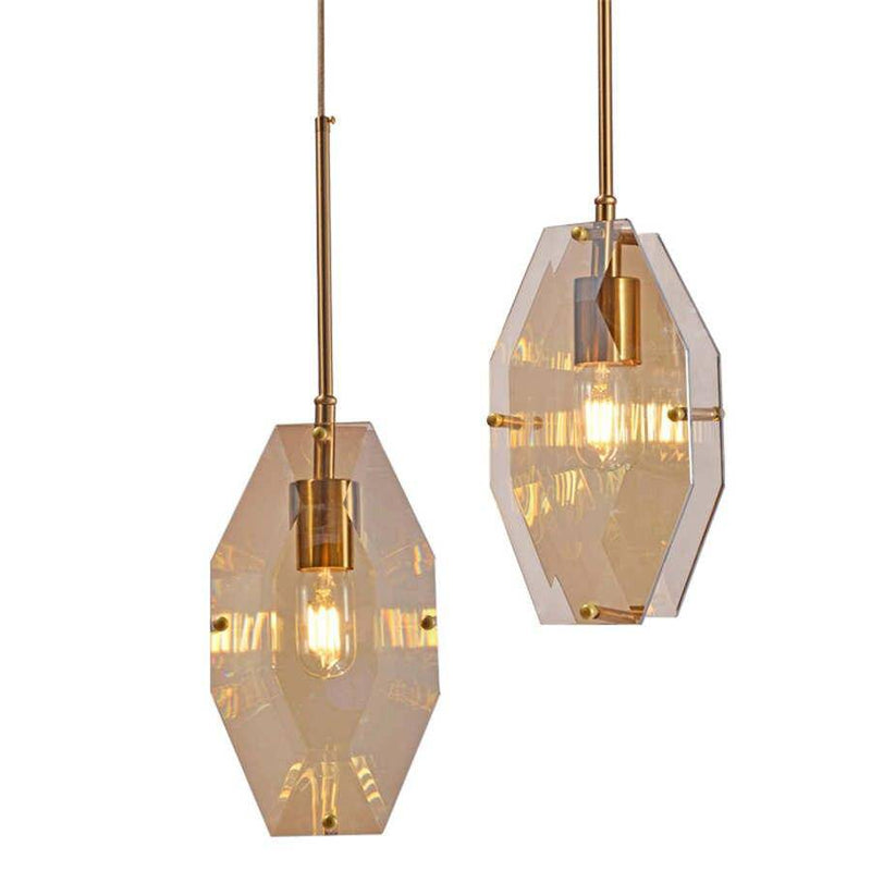Suspension design LED aux formes géométriques en verre Luxury