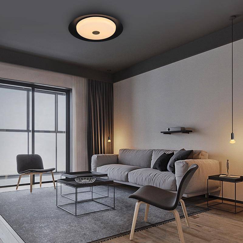 Plafonnier design à LED disque noir en métal Light