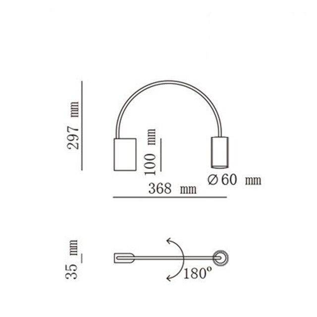 Applique murale design LED en cylindre métal doré Sconce