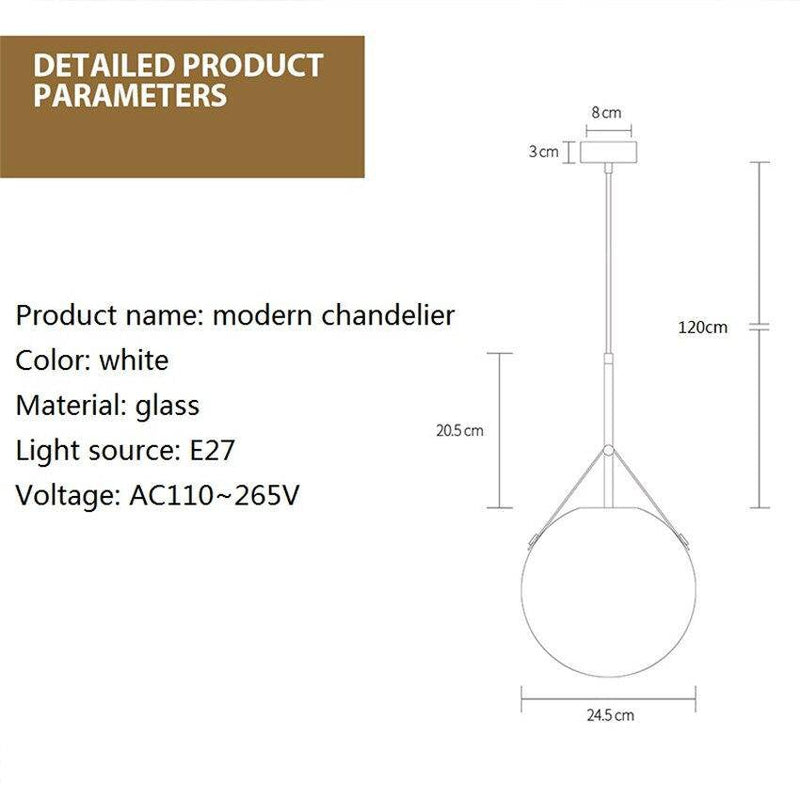 Suspension design LED avec boule en verre style Hang