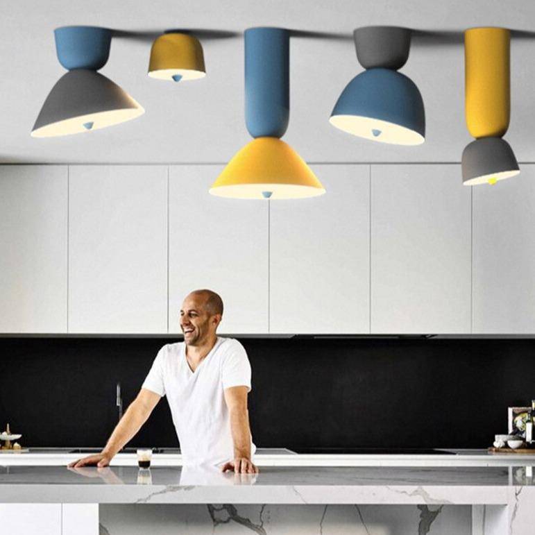 Suspension moderne à LED en métal coloré Creative Yellow