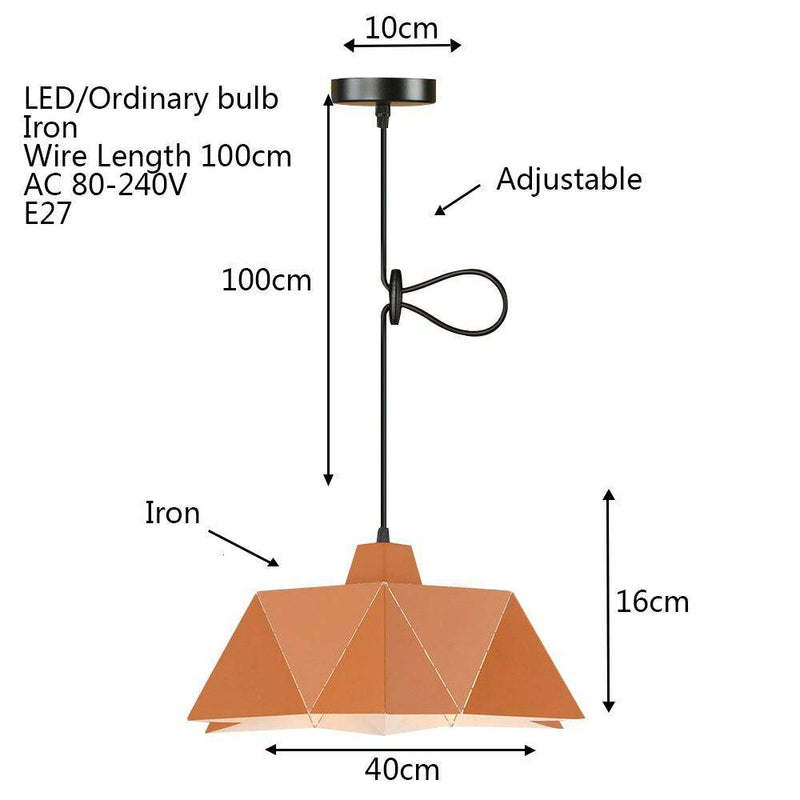 Suspension rétro à LED abat-jour avec triangles en métal Vintage