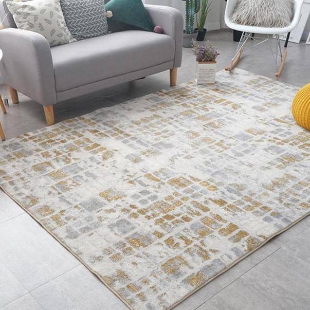 Tapis moderne rectangle aux motifs vintages jaunes