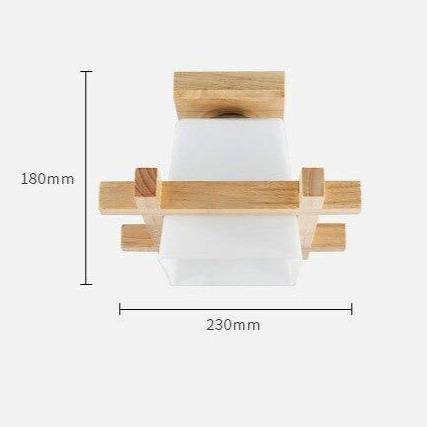 Plafonnier moderne LED en bois et cube style japonais