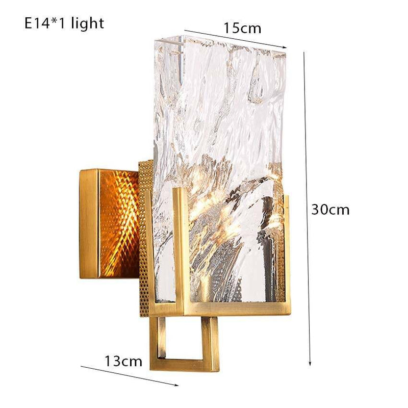 Applique murale design LED dorée avec verre cristal Luxury
