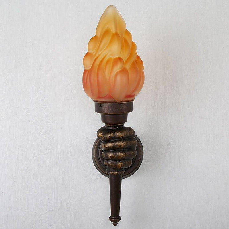Applique murale rustique flambeau en verre tenu à la main en métal Vintage