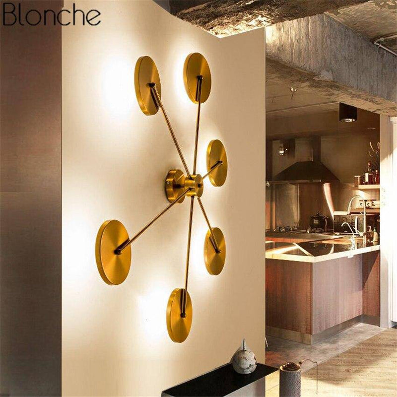 Applique murale design LED avec 5 disques en métal Loft