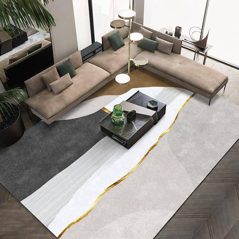 Tapis moderne rectangle style géométrique doré B