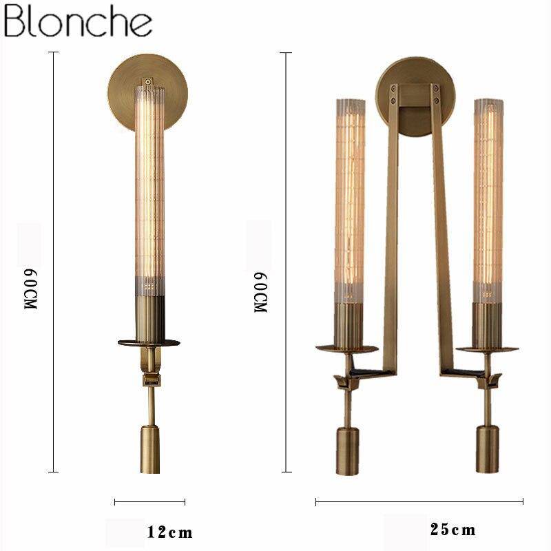 Applique murale retro LED avec abat-jour cylindre style Bronze